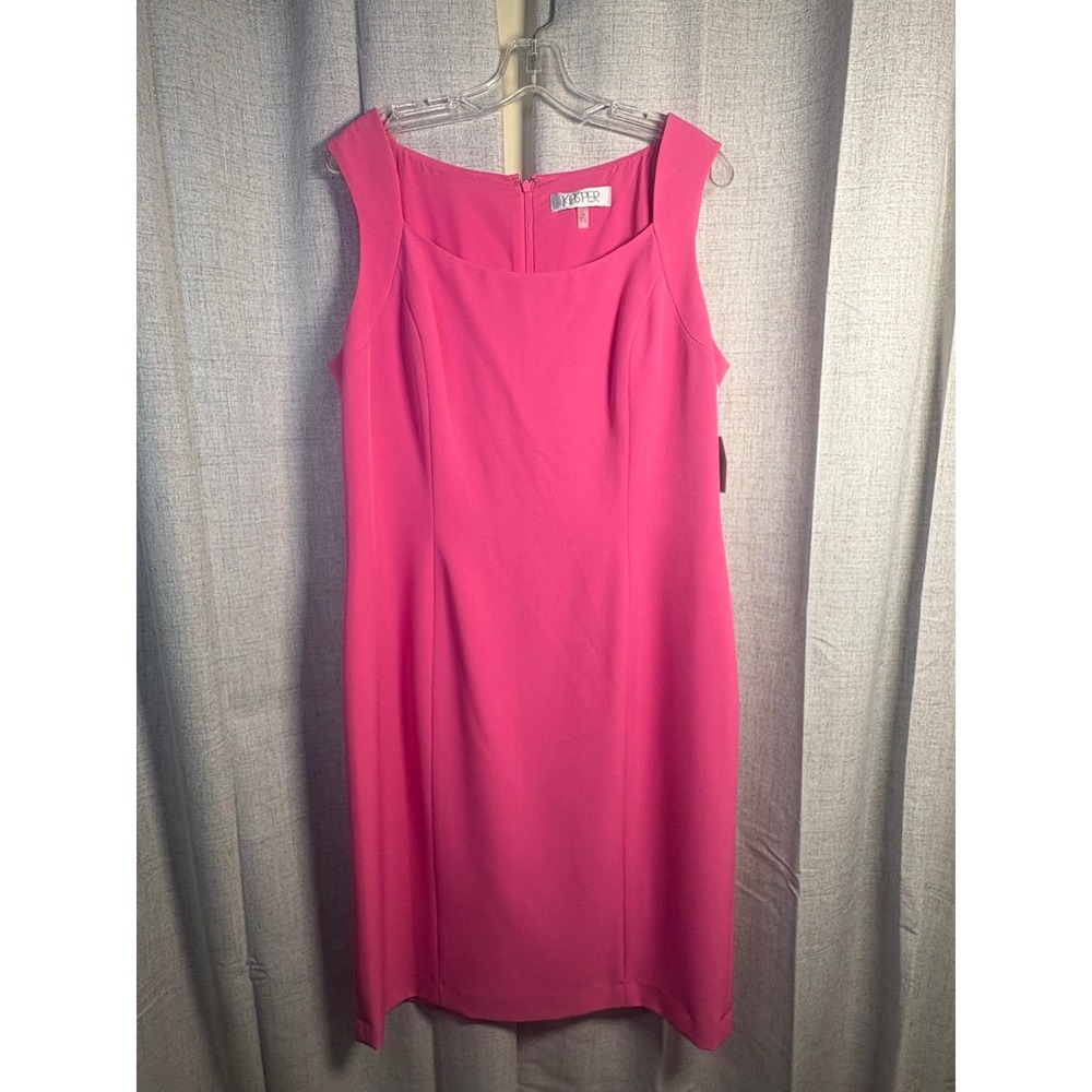Kasper Womens Blossom Pink Square Neck Sleeveless Sheath Dress Size 14 NWT